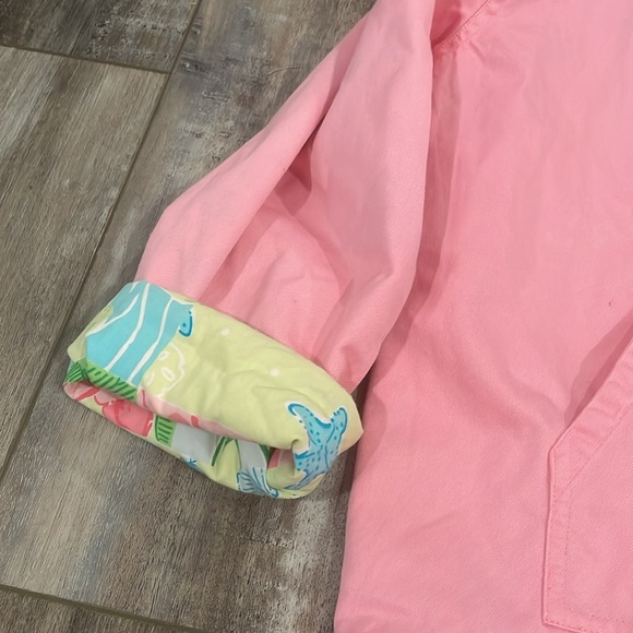 Lilly Pulitzer Girls Kids Floral Reversible Full Zip Hooded Jacket Pink Multi 8 - Picture 8 of 9